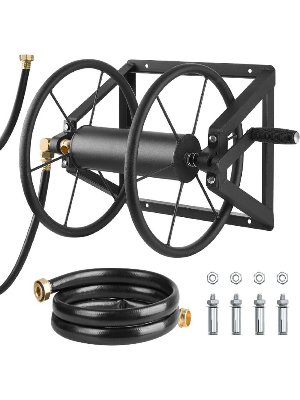 Heavy-Duty Wall Mounted Garden Hose Reel - 200ft Capacity, Space-Saving Design